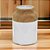 VASO DECORATIVO CERAMICA AMADEIRADO BRANCO E MARROM 20CM - Imagem 2