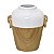 VASO DECORATIVO CERAMICA AMADEIRADO BRANCO E MARROM 29CM - Imagem 1
