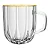 JG 6 CANECAS EM VIDRO COM BORDA OURO 280ML L´HERMITAGE - Imagem 1