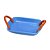 BANDEJA DECORATIVA EM CERAMICA NAS CORES AZUL E LARANJA 21cm - Imagem 1