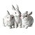 ESCULTURA TRIO DE COELHOS DECORATIVOS BRANCO EM RESINA 14cm - Imagem 1