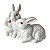 ESCULTURA TRIO DE COELHOS DECORATIVOS BRANCO EM RESINA 14cm - Imagem 2