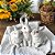 ESCULTURA TRIO DE COELHOS DECORATIVOS BRANCO EM RESINA 14cm - Imagem 3