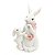 ESCULTURA COELHO DECOR EM RESINA COM FILHOTE COLORIDO 19cm - Imagem 1