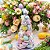 ESCULTURA ARVORE DE MACARONS COM COELHOS EM RESINA 36cm - Imagem 2
