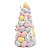 ESCULTURA ARVORE DE COELHOS DECOR EM RESINA COLORIDA 28cm - Imagem 1