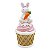 ESCULTURA CUPCAKE ROSA DECORATIVO COELHO LINHA COOKIE 13cm - Imagem 1
