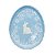 PRATO DE SOBREMESA OVAL EM PORCELANA AZUL COM COELHO FLORAL - Imagem 1