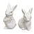 PORTA CONDIMENTO COELHOS EM PORCELANA BRANCA COM 02PC 7/9CM - Imagem 2