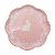 PRATO DE SOBREMESA EM PORCELANA ROSA COM COELHO FLORAL 22cm - Imagem 1
