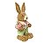 ESCULTURA COELHO DECORATIVO COM FLORES E CALCA VERDE 40CM - Imagem 2