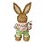 ESCULTURA COELHO DECORATIVO COM FLORES E CALCA VERDE 40CM - Imagem 3
