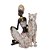 ESCULTURA AFRICANA DECOR RESINA SENTADA COM TIGRE 25,5CM - Imagem 1