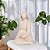 ESCULTURA DECORATIVA MULHER SENTADA EM RESINA CREME 36CM - Imagem 2
