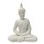 ESCULTURA DECORATIVA BUDA FLORES II EM PO DE MARMORE 22,5CM - Imagem 1