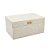 CAIXA DECORATIVA EM MADEIRA E LINHO BRANCO G 22X30CM LUCATTI - Imagem 1