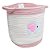 CESTA ELEPHANT 29x29x29CM ROSA/BRANCA POLIESTER LYOR - Imagem 2