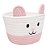 CESTA CAT 22x22x14CM BRANCA/ROSA POLIESTER LYOR - Imagem 2