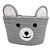 CESTA BEAR 22x22x14 CM CINZA POLIESTER LYOR - Imagem 1