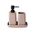 KIT BANHEIRO EM CERAMICA BEGE DETALHE EM MADEIRA 3PCS - Imagem 1