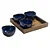 PETISQUEIRA EM MADEIRA E CERAMICA AZUL COM 4 BOWLS cadastrar - Imagem 1