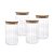 Kit 4 Potes Vidro Mantimento 640 ML Canelado Tampa de Bambu - Imagem 2