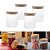 Kit 4 Pote de Vidro Mantimento 560 ML Canelado Tampa Bambu - Imagem 1