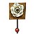 CABIDEIRO GANCHO 1 FLOR DE METAL BRANCA E MADEIRA PEROBA - Imagem 1