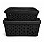 KIT 2 CAIXAS ORGANIZADORAS PRETAS COM TAMPAS 11 E 17 LITROS - Imagem 1