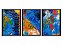 TRIO DE QUADRO DECORATIVO PRETO BLUE ART - Imagem 1