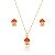 Conjunto Colar e Brinco Infantil Cogumelo Banhado a Ouro 18k - Imagem 1