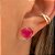 Brinco Coração Pedra Fusion Rosa Lilás Banhado Ouro - Imagem 1