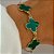 Pulseira Regulável Trevo Resina Verde Banhado a Ouro - Imagem 1