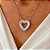 Conjunto Colar e Brinco Coração Vazado Luxo Ródio Branco - Imagem 3
