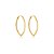 Brinco de Argola Fina Oval Leaf Banhado a Ouro 18k - Imagem 2