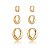 Brinco Trio de Argolas Bold Tryce Class Banhado a Ouro 18k - Imagem 2