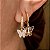 Brinco Mix Duplo Argolinha Borboleta Banhado a Ouro 18k - Imagem 1