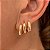 Brinco Trio Argolinha Lisa Oval Square Banhado a Ouro 18k - Imagem 1