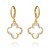 Brinco Argolinha Trevo Cristal Rosa Folheado a Ouro - Imagem 3