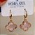 Brinco Argolinha Trevo Cristal Rosa Folheado a Ouro - Imagem 1