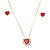 Conjunto Colar e Brinco Coração Vermelho Banhado a Ouro 18k - Imagem 1