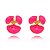 Brinco Flor Rosa Três Pétalas Esmaltado Banhado a Ouro 18k - Imagem 1