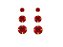 Trio Brinco Crystal Vermelho 3109 Banhado Ouro 18k - Imagem 1