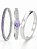Par de Aliança Polonia com pedra chanfrada roxo + Solitário romantic - Prata 950 - Imagem 1