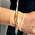 Pulseira Pai Nosso grumet de aço folheado a ouro - Imagem 2