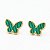 Brinco borboleta verde de aço com  banho ouro - Imagem 1