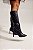 BESSIE - BOTA FEMININA SALTO ALTO CANO LONGO TACHAS PRETA - Imagem 6