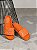 Sandália rasteira papete em couro trançado laranja - Imagem 7