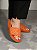 Sandália rasteira papete em couro trançado laranja - Imagem 5