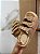 Sandália rasteira papete em couro nude fivela dourada - Imagem 2